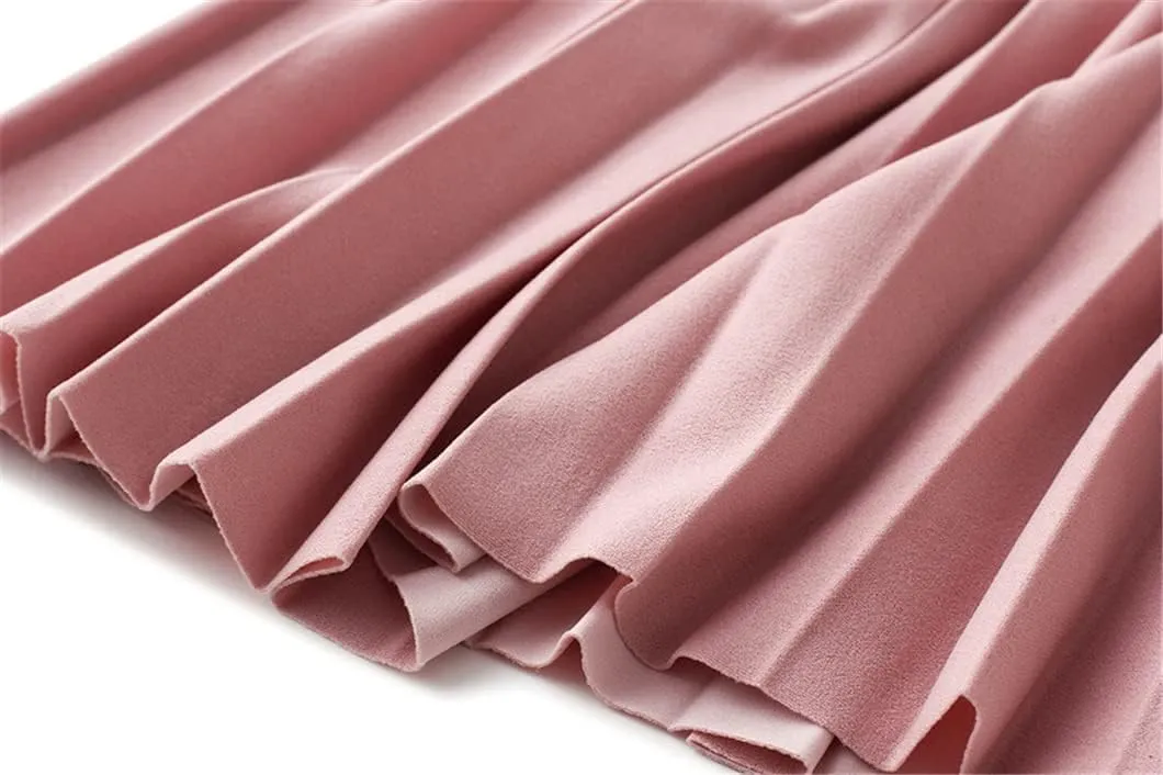 Disimlarl Women's High Waist Pleated Skirts with Belted Spring Simple Elegant Office Midi Long Skirt