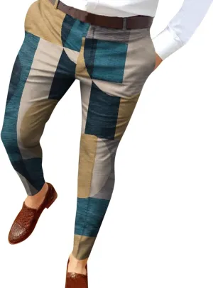 Dress Pants for Men,Mens Slim Fit Dress Pants Business Casual Golf Chino Pants Stretch Plaid Pants Pleated Slacks