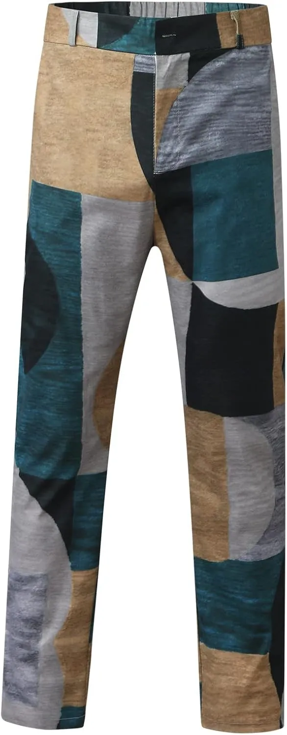 Dress Pants for Men,Mens Slim Fit Dress Pants Business Casual Golf Chino Pants Stretch Plaid Pants Pleated Slacks