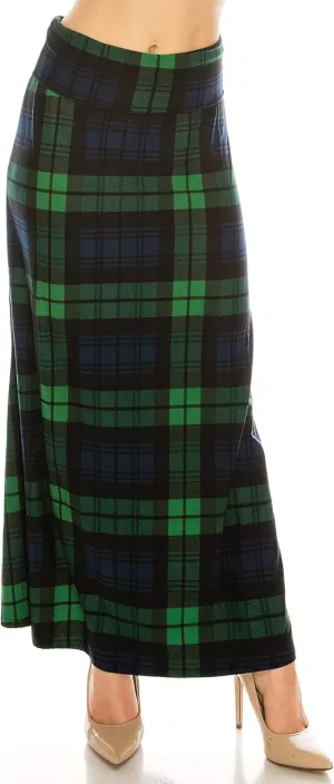 Eevee Women's Printed Foldover Waistband Fashionable Long Maxi Skirt Dress
