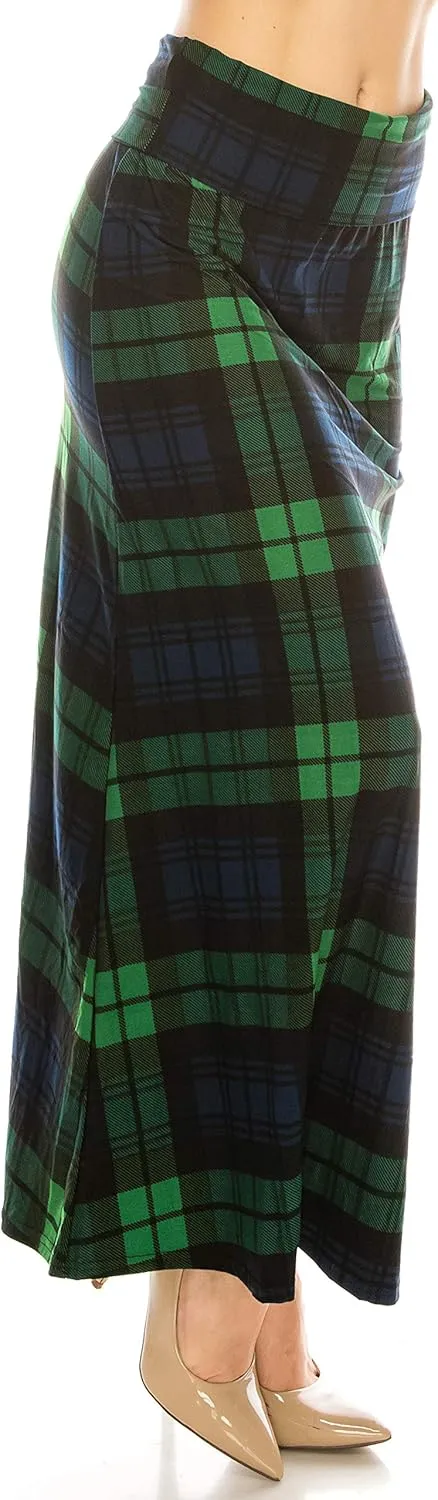 Eevee Women's Printed Foldover Waistband Fashionable Long Maxi Skirt Dress