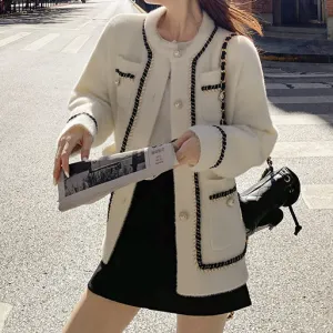 Elegant Womens Coat Wholesale Cardigans Long-Sleeved Knitted Sweater Business Casual