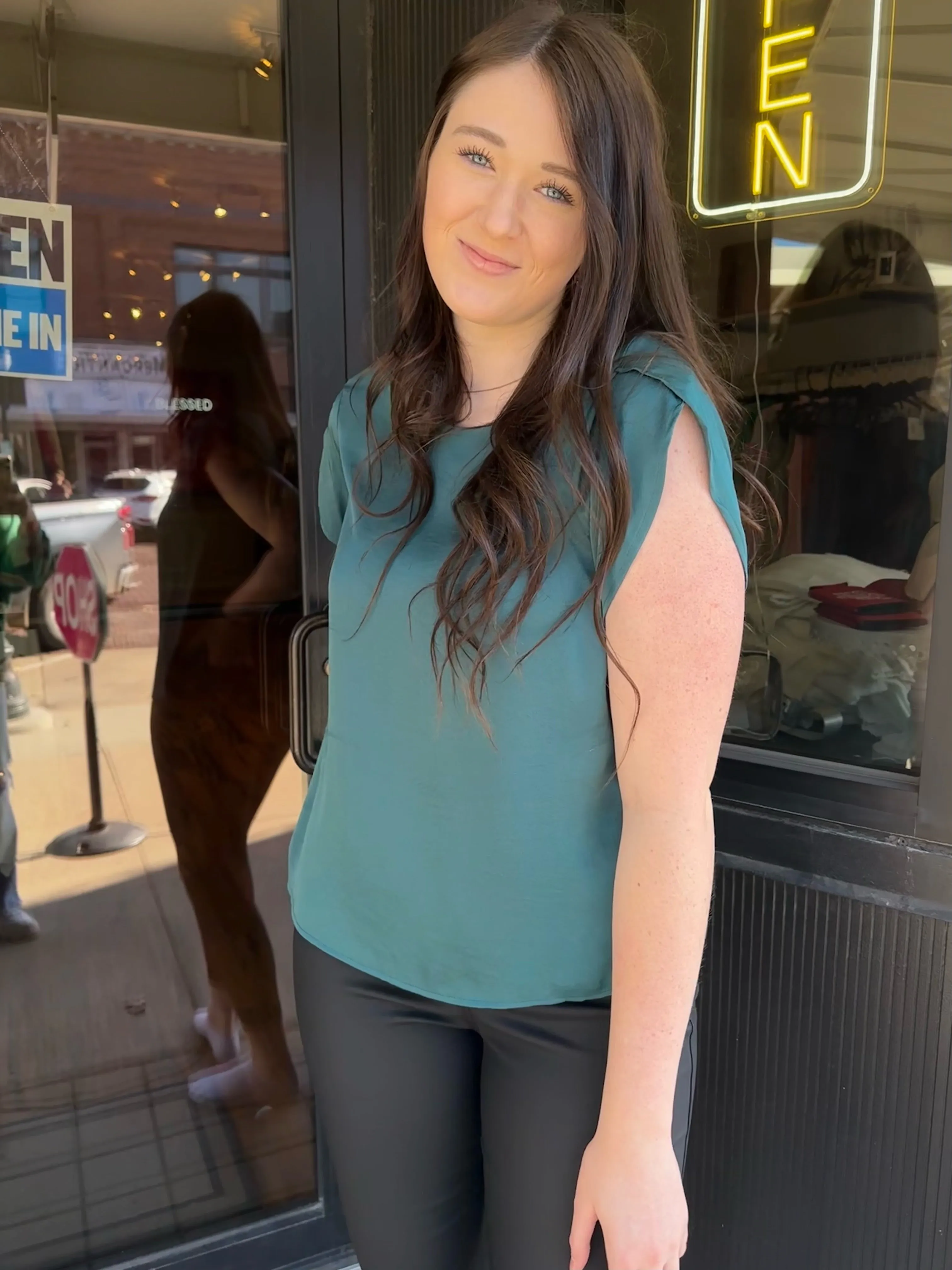 Evergreen Satin Top