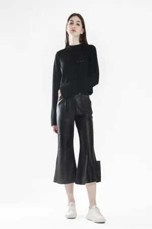 FASHIONABLE BLACK LEATHER FITTED PANTS