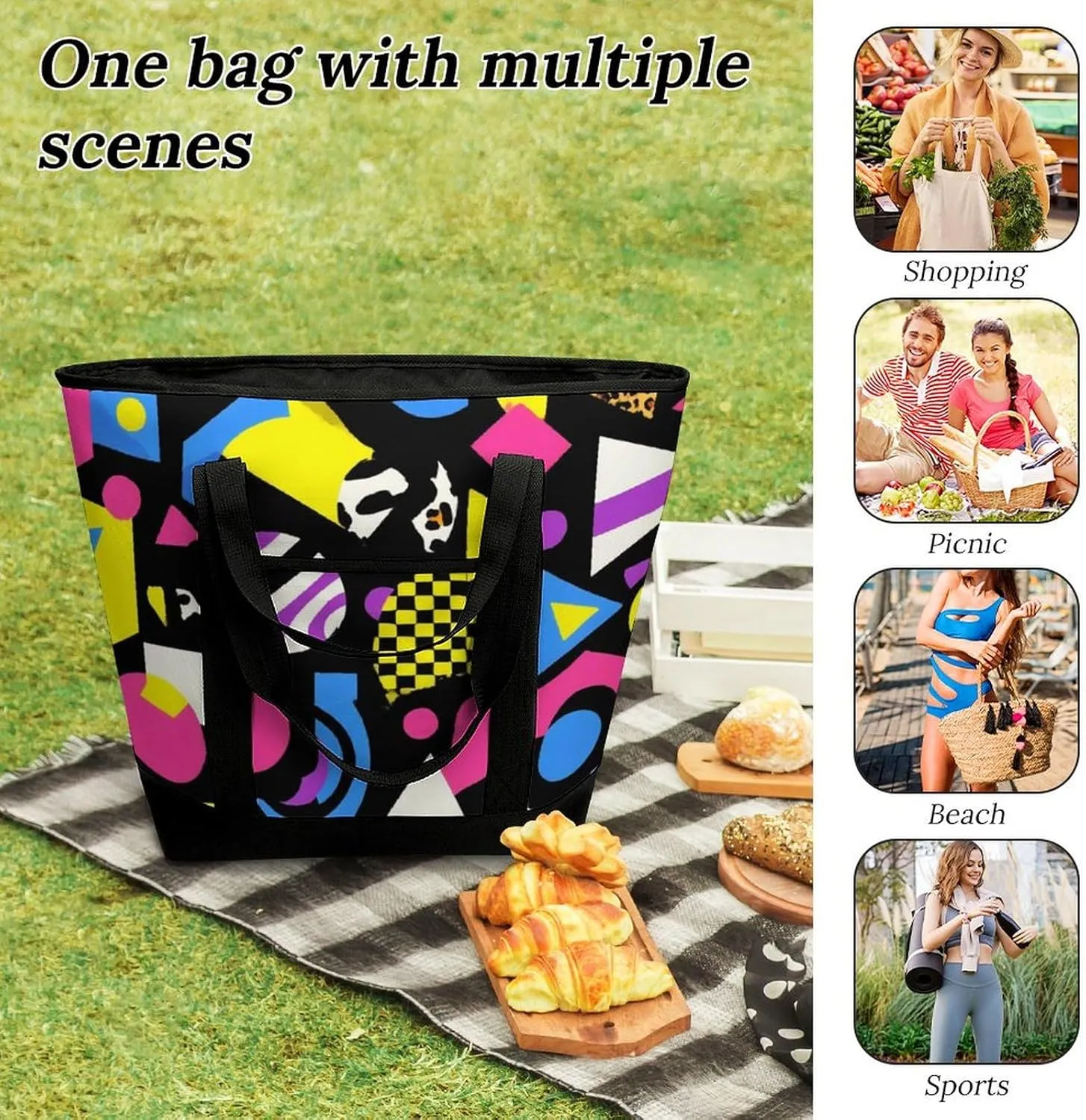 Fashionable Commuter Tote Bag Large Insulated Work Handbag