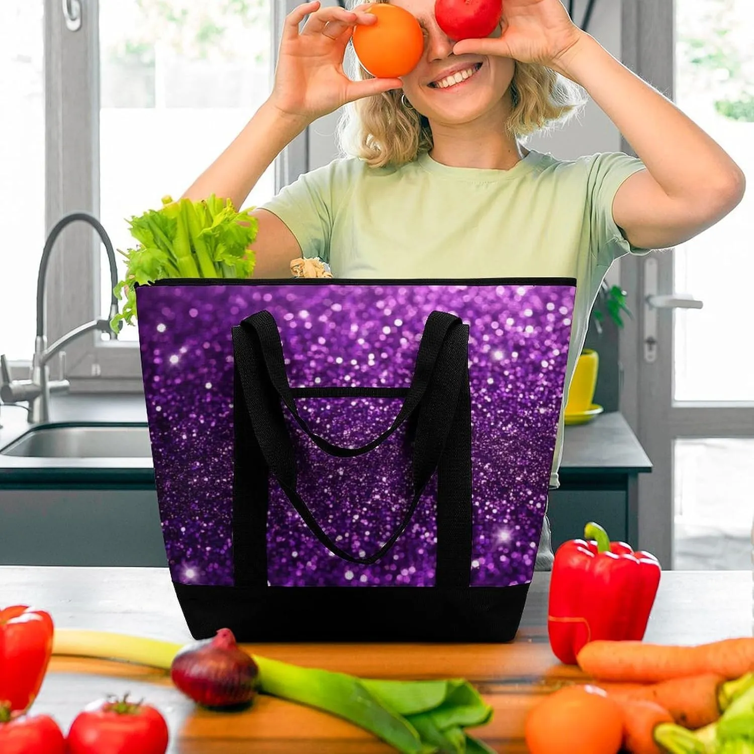 Fashionable Commuter Tote Bag Large Insulated Work Handbag