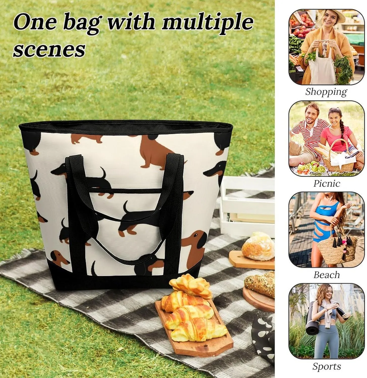 Fashionable Commuter Tote Bag Large Insulated Work Handbag