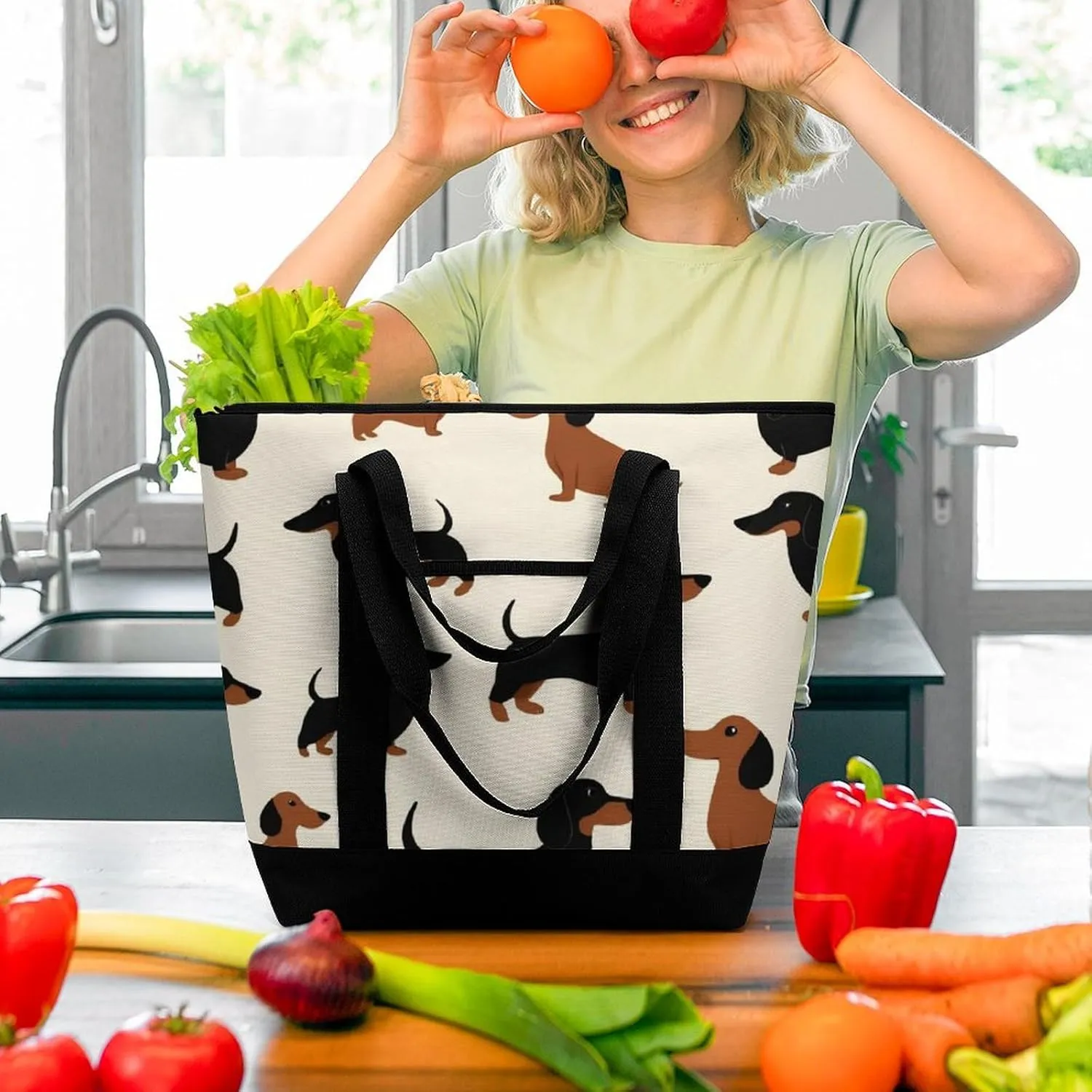 Fashionable Commuter Tote Bag Large Insulated Work Handbag
