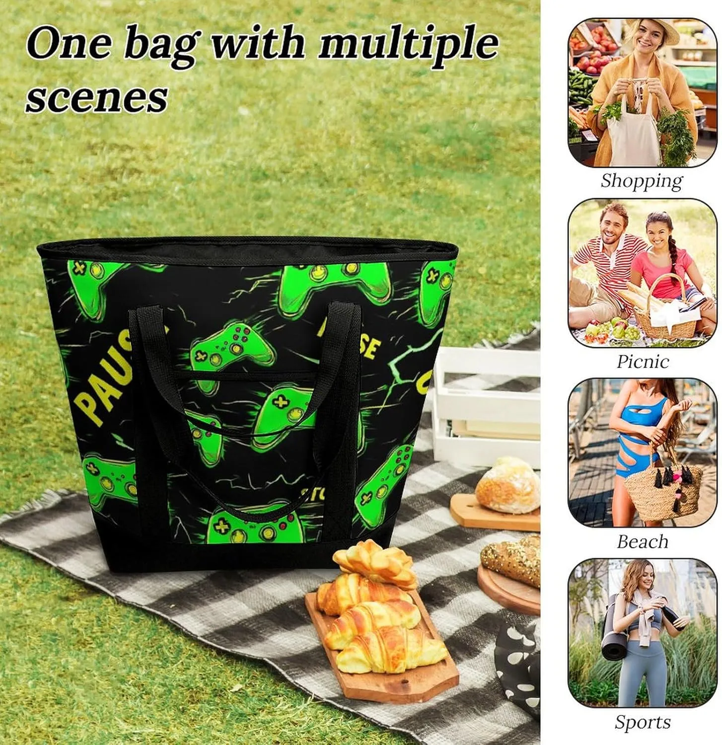 Fashionable Commuter Tote Bag Large Insulated Work Handbag