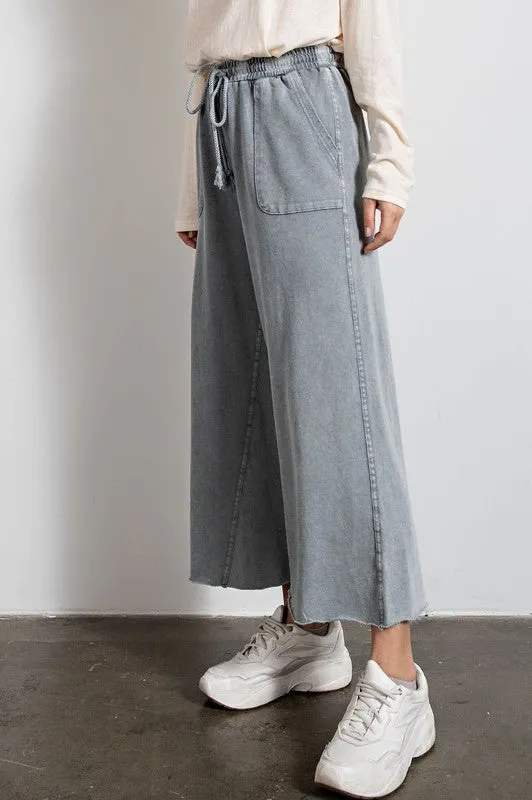 Feeling goody, Washed Terry Knit Wide Leg Pants