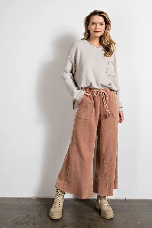 Feeling goody, Washed Terry Knit Wide Leg Pants