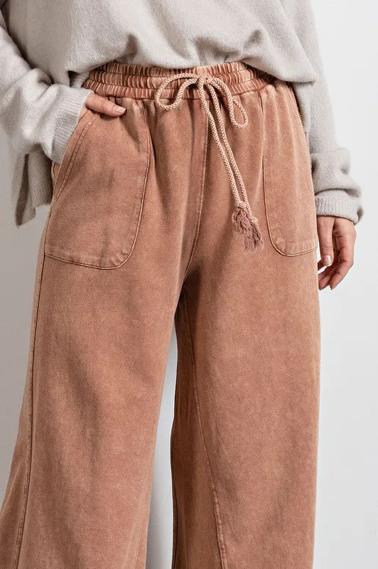 Feeling goody, Washed Terry Knit Wide Leg Pants