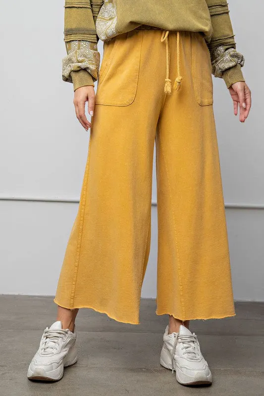Feeling goody, Washed Terry Knit Wide Leg Pants