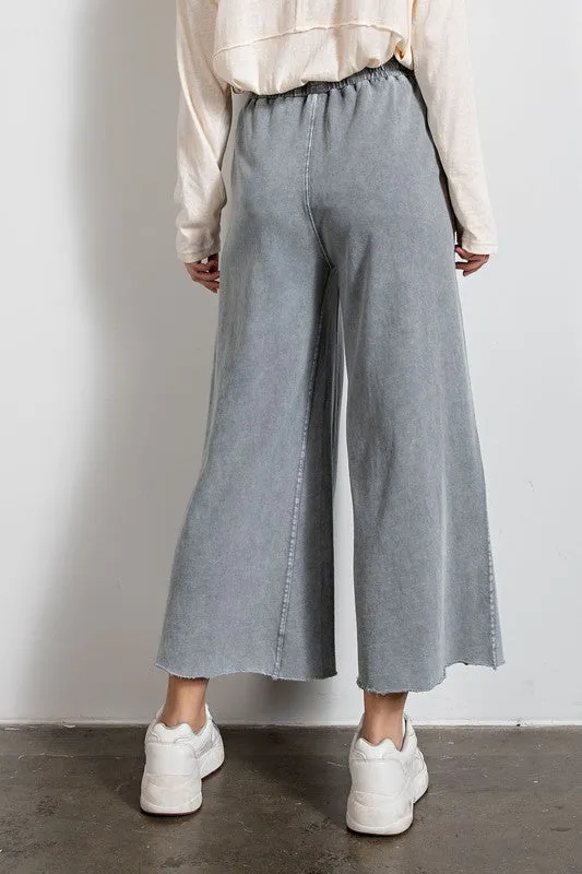 Feeling goody, Washed Terry Knit Wide Leg Pants