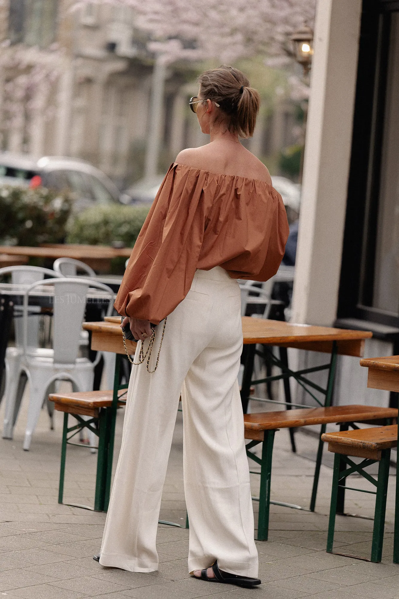 Fran off shoulder blouse brown
