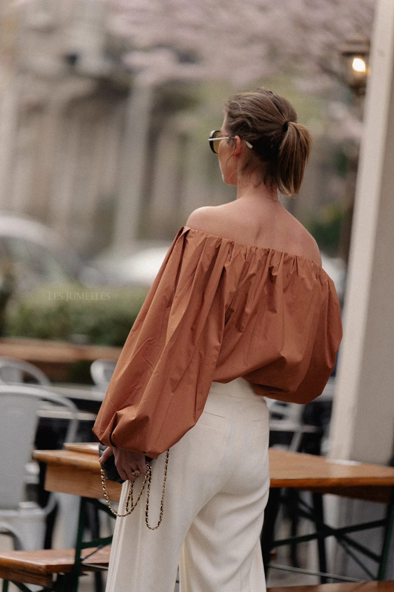 Fran off shoulder blouse brown