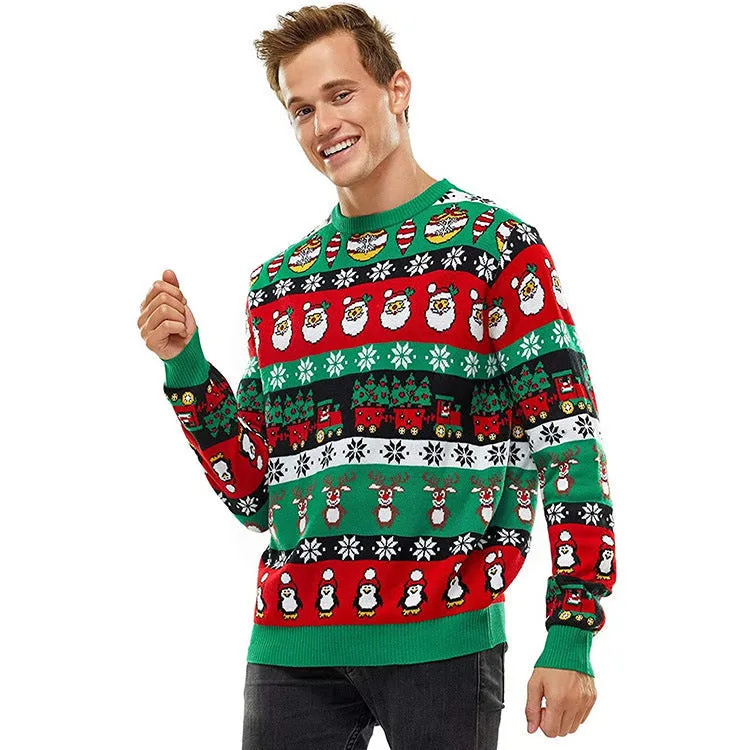 Gestrickter Weihnachtspulli mit Jacquardmuster