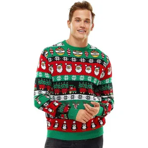 Gestrickter Weihnachtspulli mit Jacquardmuster