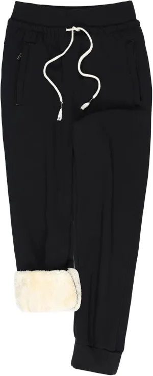 Gihuo Women's Sherpa Lined Sweatpants Winter Casual Jogger Sweat Pants Warm Athletic Thermal Fleece Lining Lounge Pants