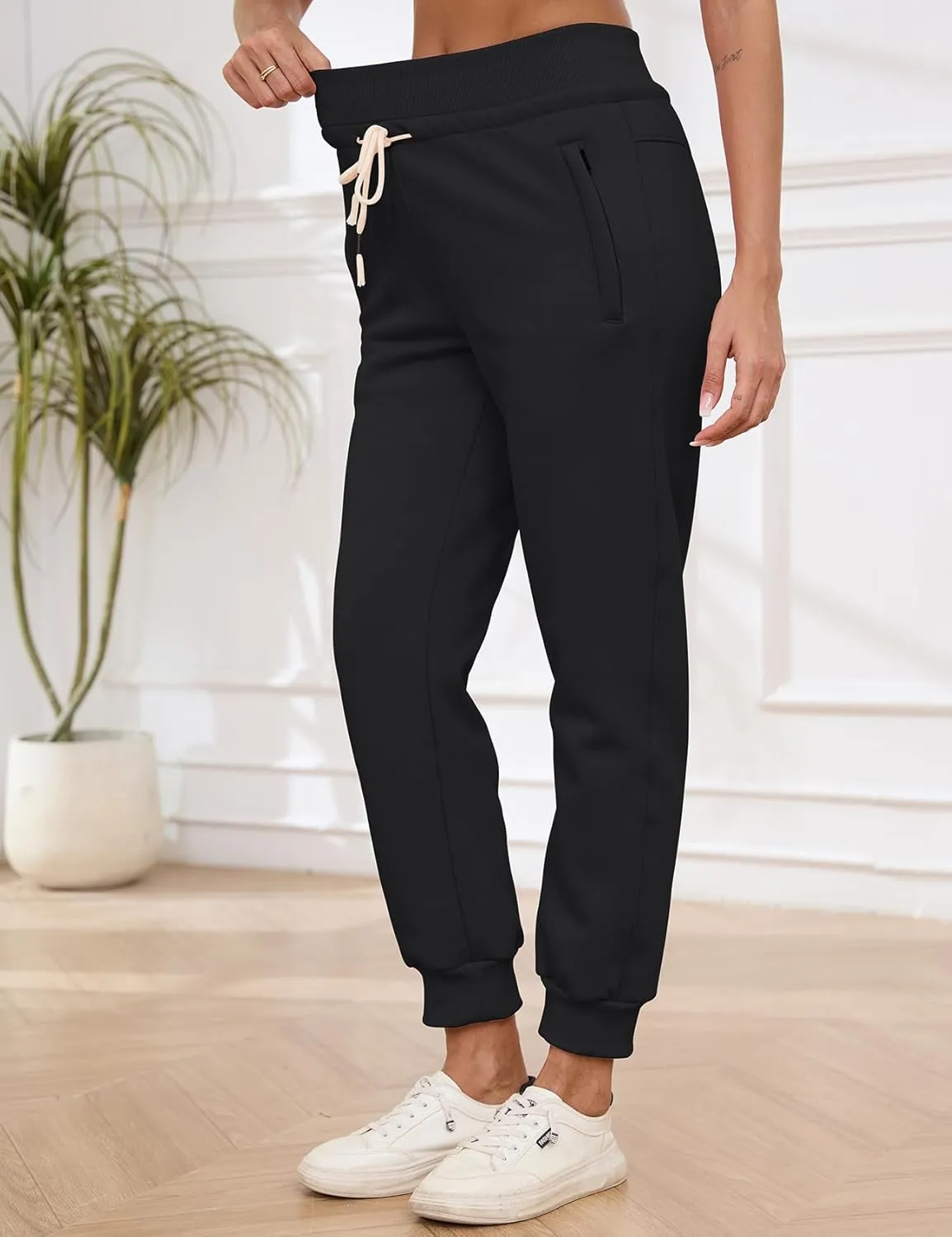Gihuo Women's Sherpa Lined Sweatpants Winter Casual Jogger Sweat Pants Warm Athletic Thermal Fleece Lining Lounge Pants