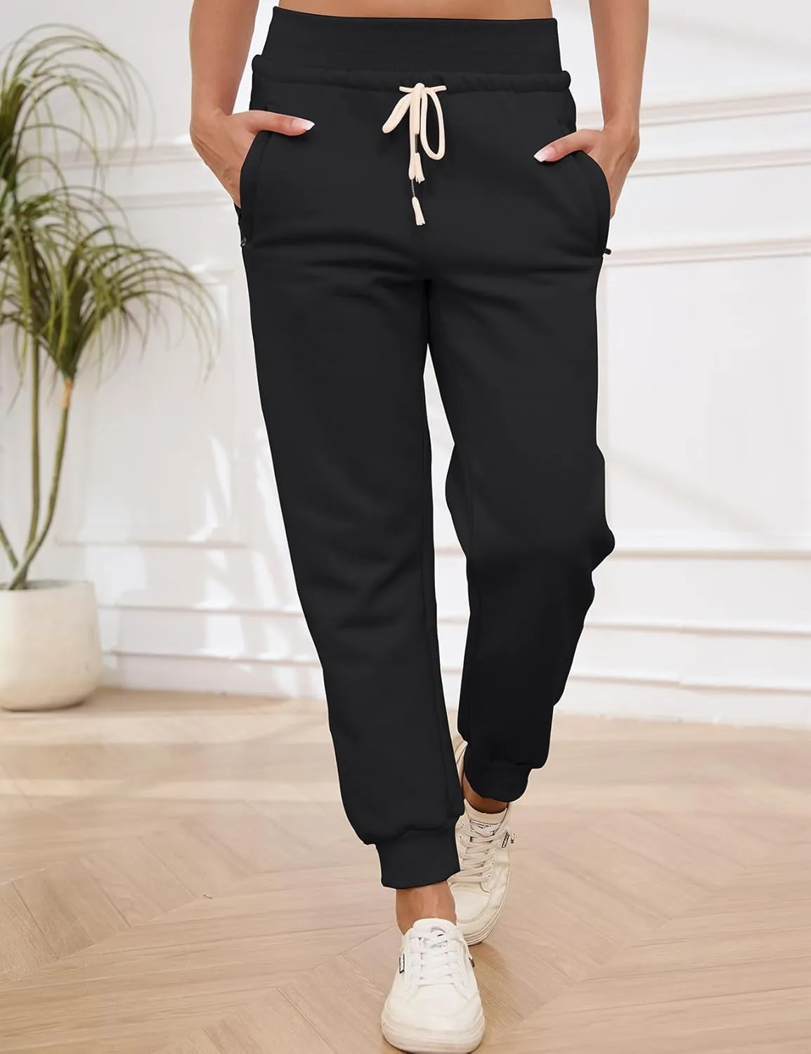 Gihuo Women's Sherpa Lined Sweatpants Winter Casual Jogger Sweat Pants Warm Athletic Thermal Fleece Lining Lounge Pants
