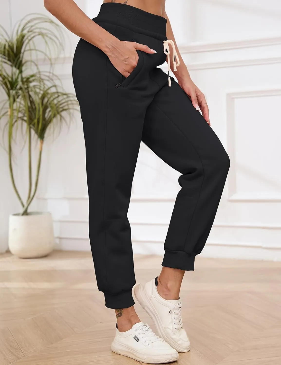 Gihuo Women's Sherpa Lined Sweatpants Winter Casual Jogger Sweat Pants Warm Athletic Thermal Fleece Lining Lounge Pants