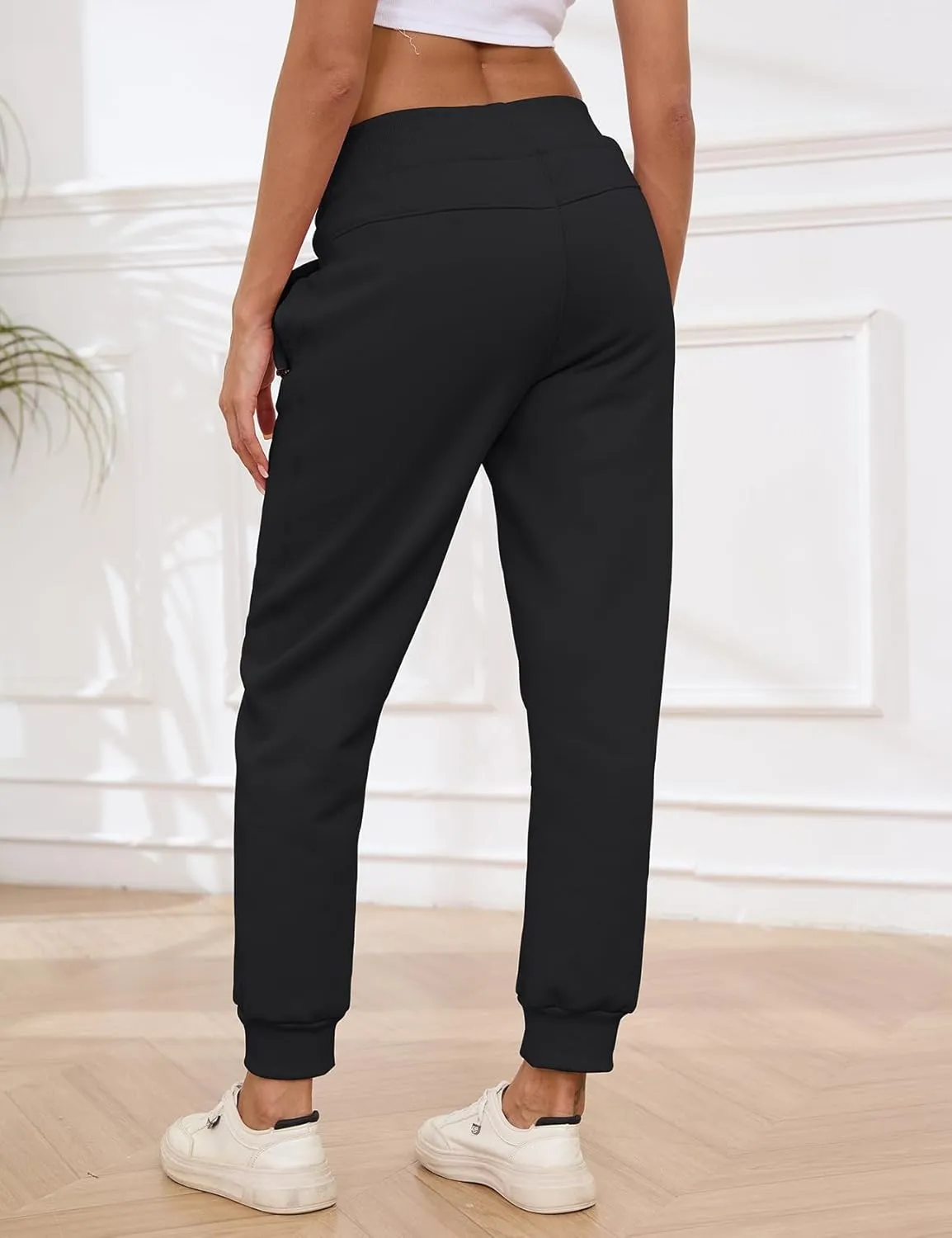 Gihuo Women's Sherpa Lined Sweatpants Winter Casual Jogger Sweat Pants Warm Athletic Thermal Fleece Lining Lounge Pants