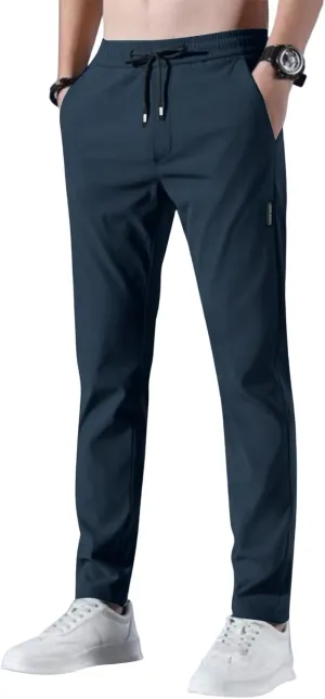 Glide Pants Men Breathable Quick Dry Work Pants Stretch Lightweight Elastic Waist Drawstring Active Hiking Pant