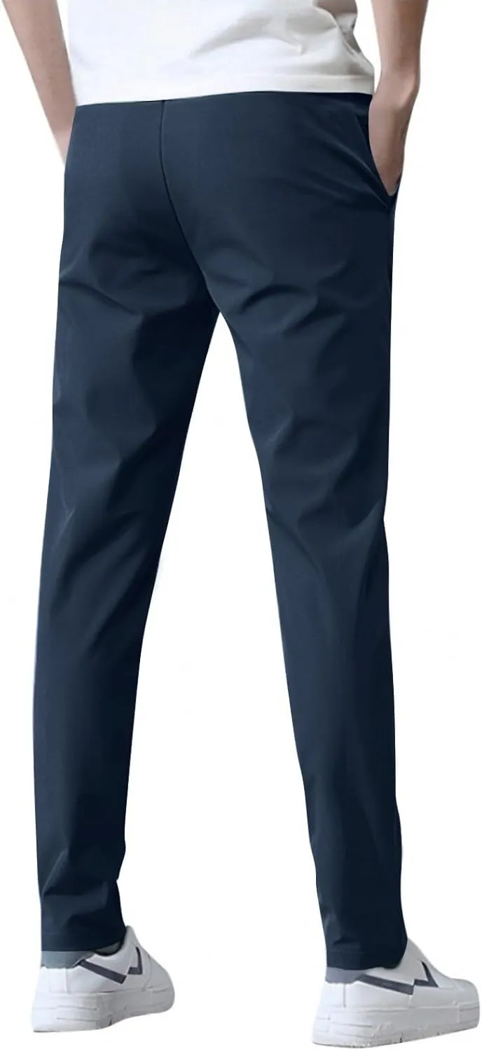 Glide Pants Men Breathable Quick Dry Work Pants Stretch Lightweight Elastic Waist Drawstring Active Hiking Pant