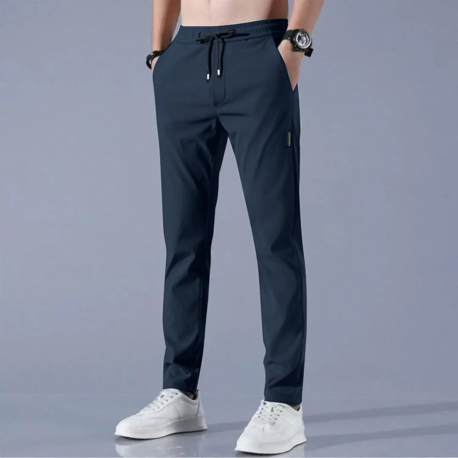 Glide Pants Men Breathable Quick Dry Work Pants Stretch Lightweight Elastic Waist Drawstring Active Hiking Pant