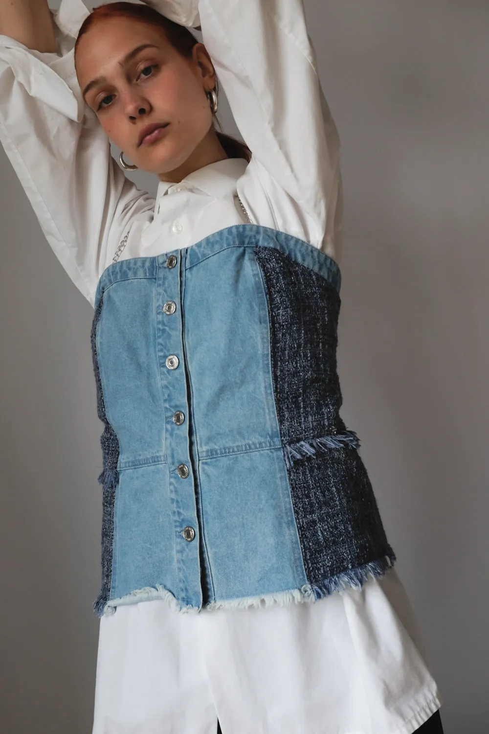 GUESS DENIM CORSAGE TOP