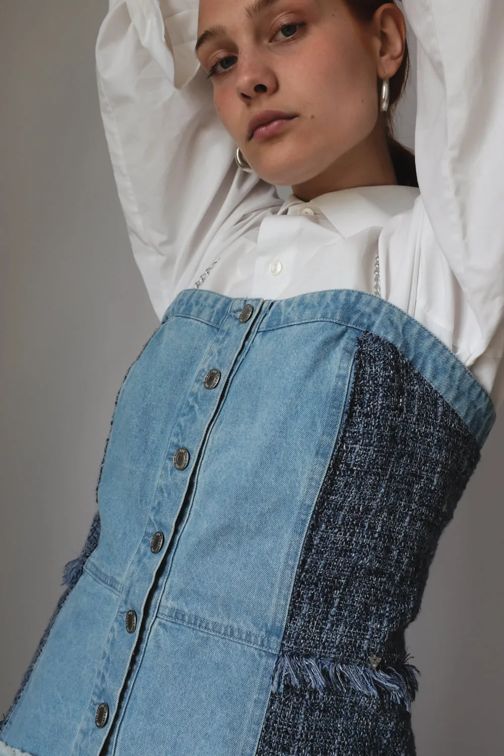 GUESS DENIM CORSAGE TOP