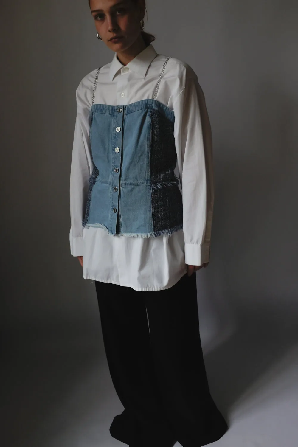 GUESS DENIM CORSAGE TOP