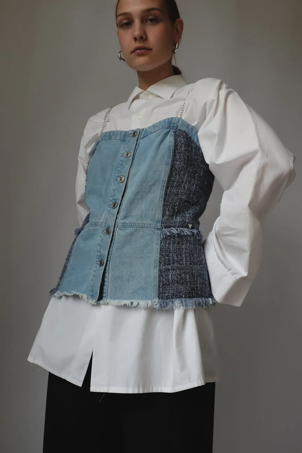 GUESS DENIM CORSAGE TOP
