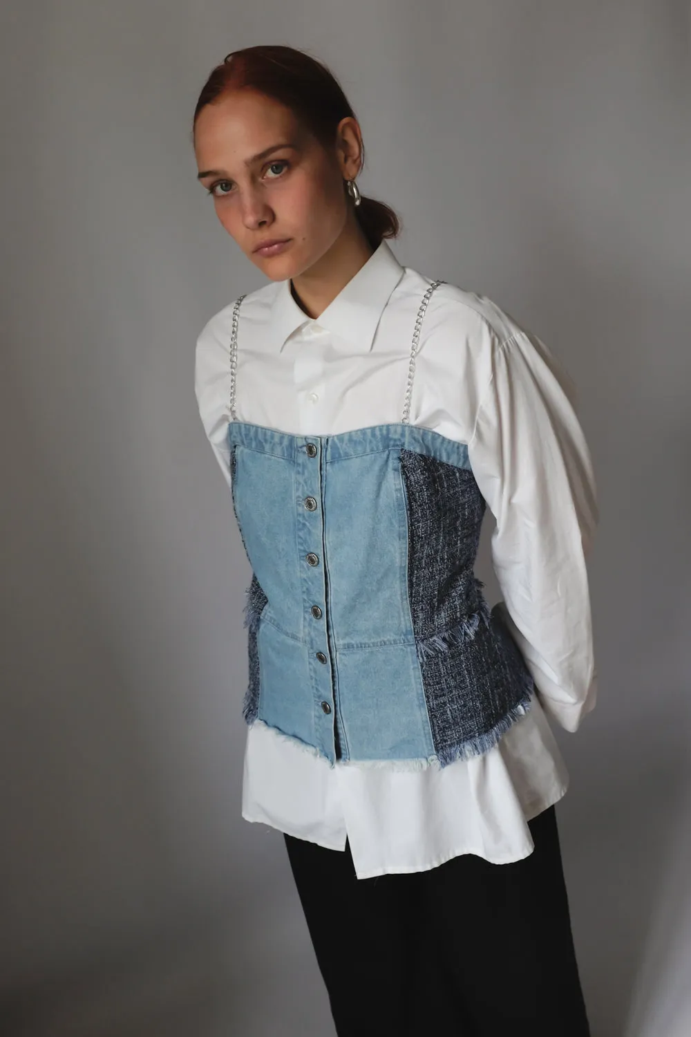 GUESS DENIM CORSAGE TOP