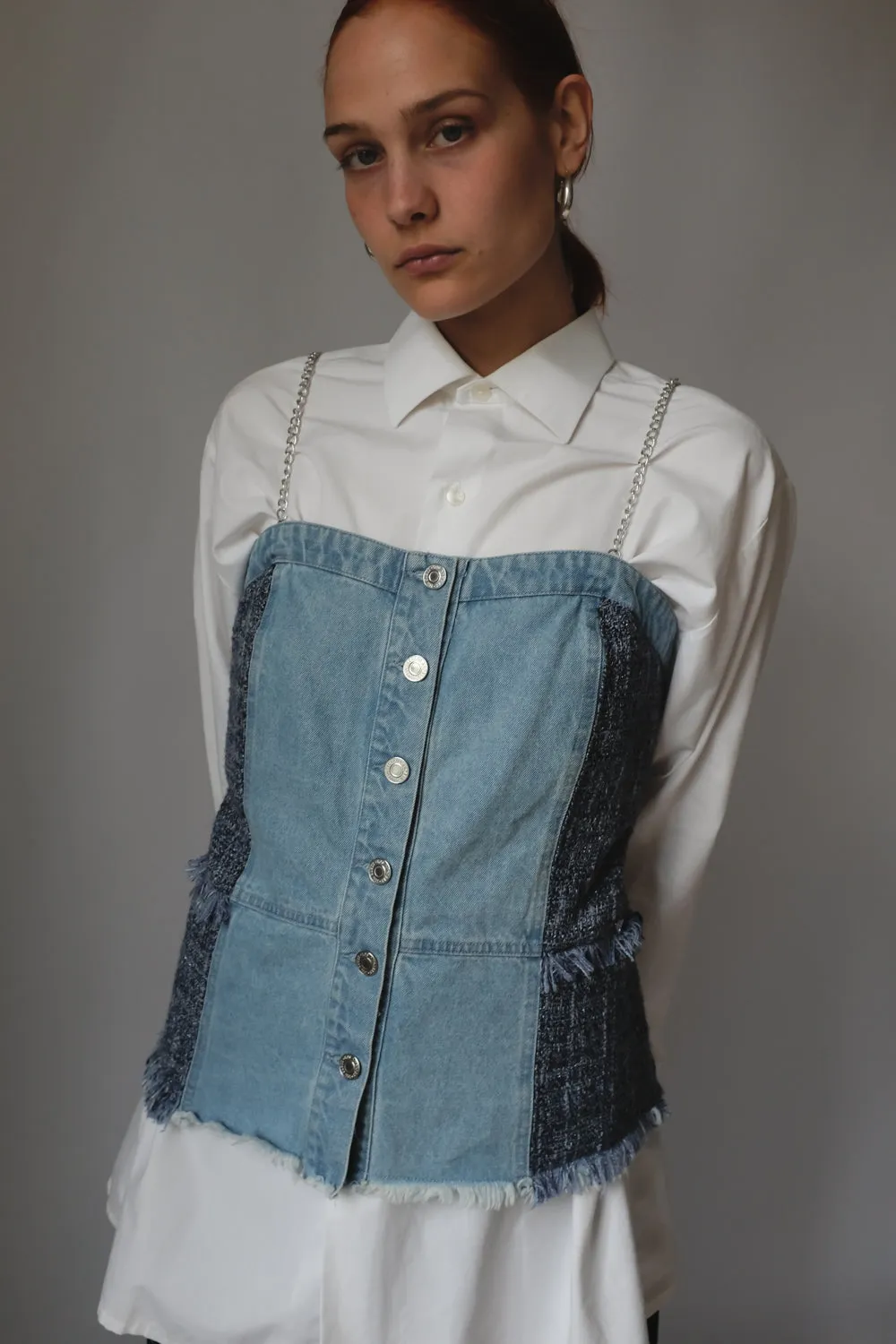 GUESS DENIM CORSAGE TOP
