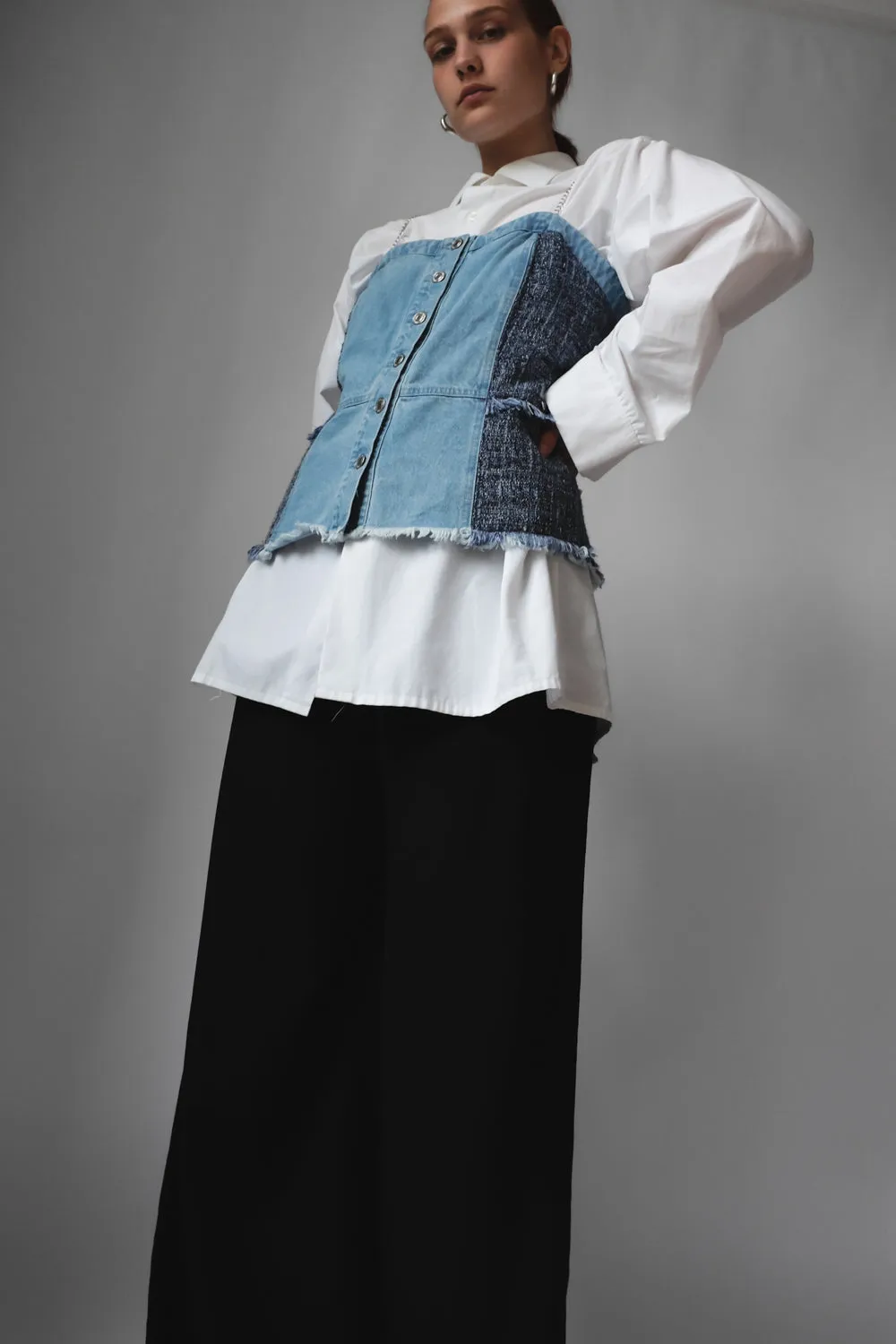 GUESS DENIM CORSAGE TOP