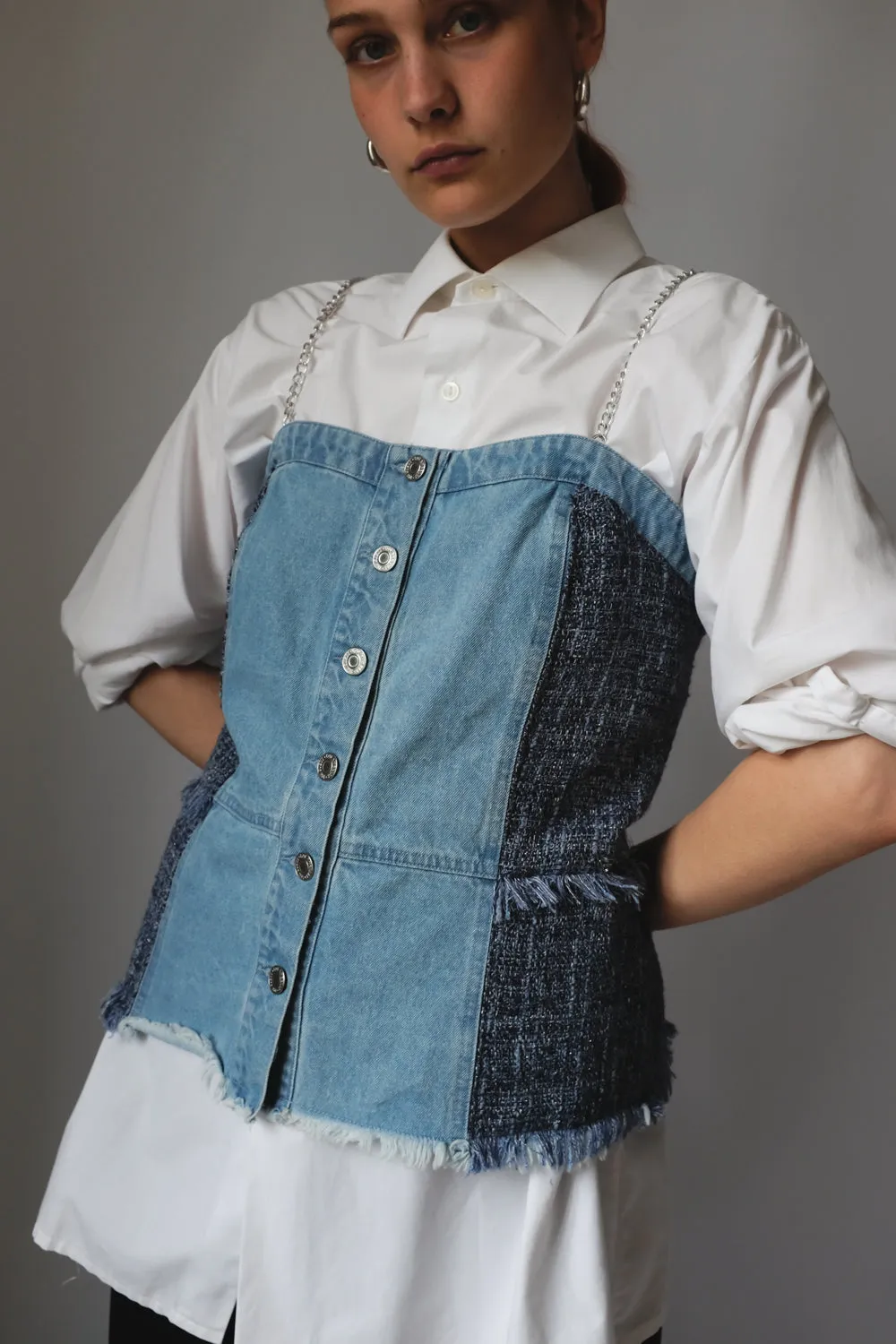 GUESS DENIM CORSAGE TOP