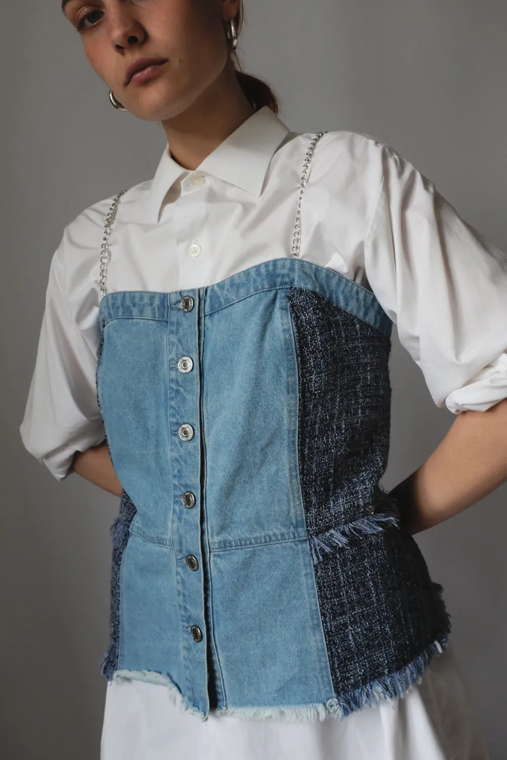GUESS DENIM CORSAGE TOP