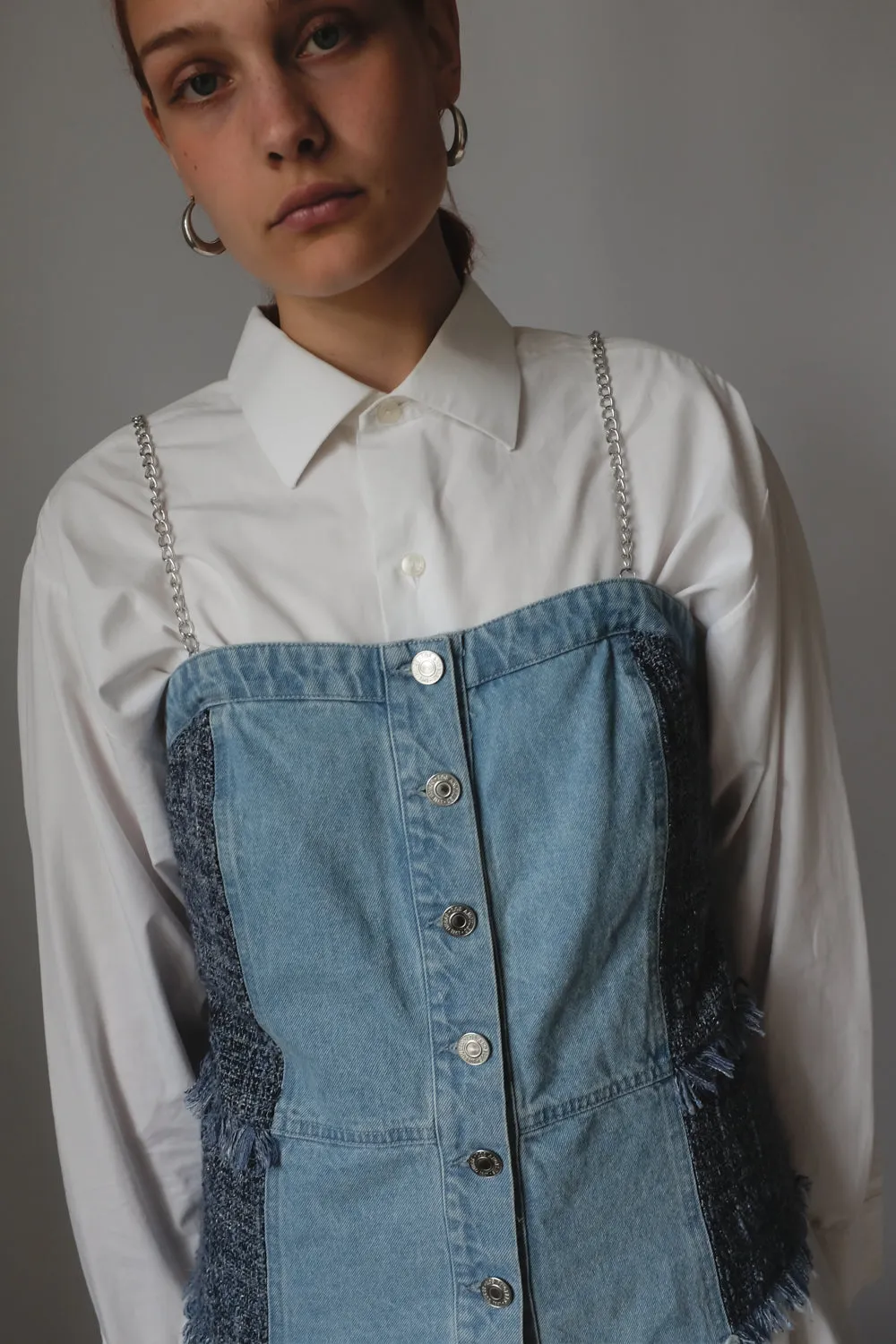 GUESS DENIM CORSAGE TOP