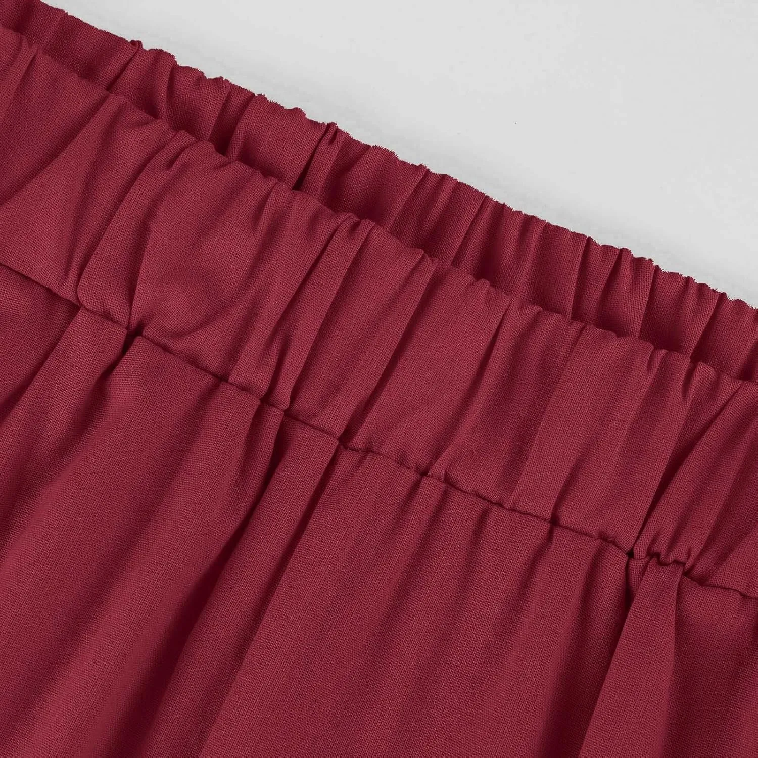 High Waisted Linen Cropped Pants Women Summer Baggy Stretchy Palazzo Lightweight Casual Boho Beach Pants w/Pockets