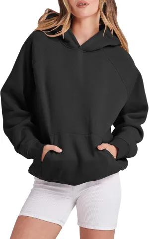 Hoodies for Women Oversized Fleece Long Sleeve Basic Sweatshirts Pullover Sweatershirt Fall Outfits with Pocket