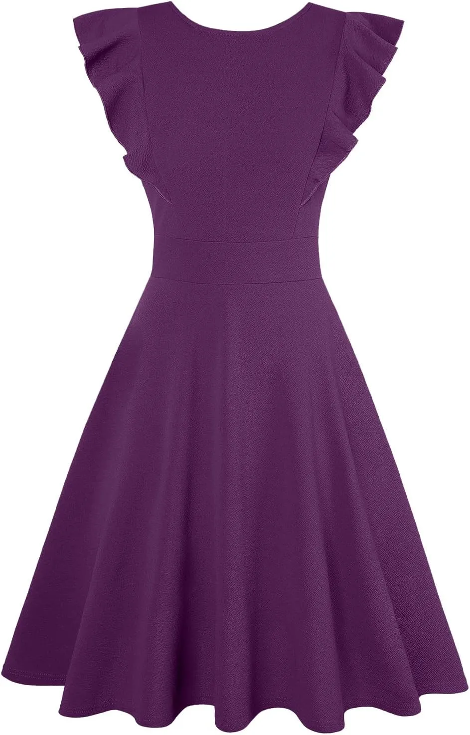 IHOT Women's Vintage Ruffle Floral Flared A Line Swing Casual Cocktail Party Dresses with Pockets