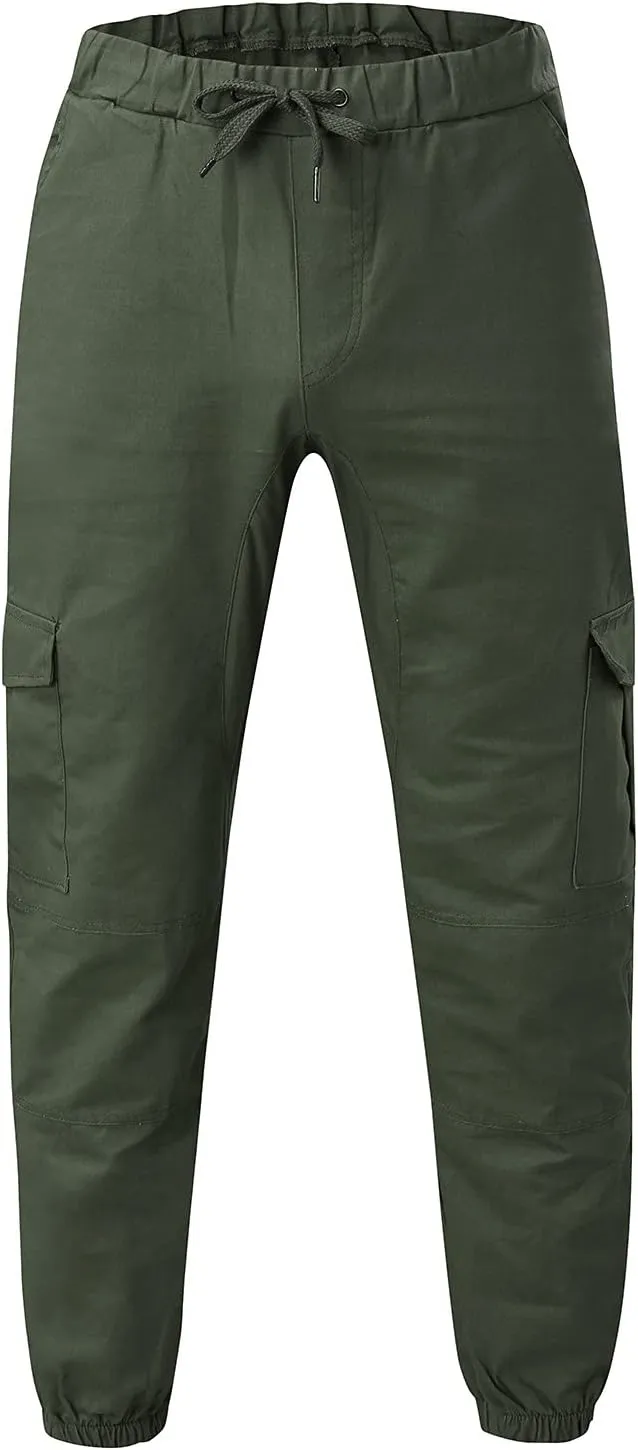 Jogger Pants for Men Slim Fit Elastic Waist Athletic Workout Cargo Sweatpants Drawstring Casual Pants Pockets