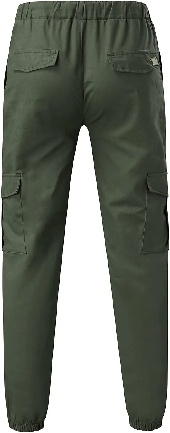 Jogger Pants for Men Slim Fit Elastic Waist Athletic Workout Cargo Sweatpants Drawstring Casual Pants Pockets
