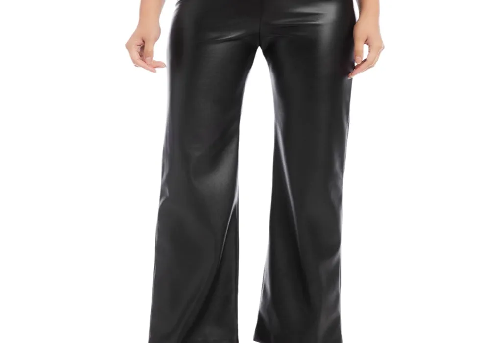 Karen Kane Wide Leg Faux Leather Pants Black
