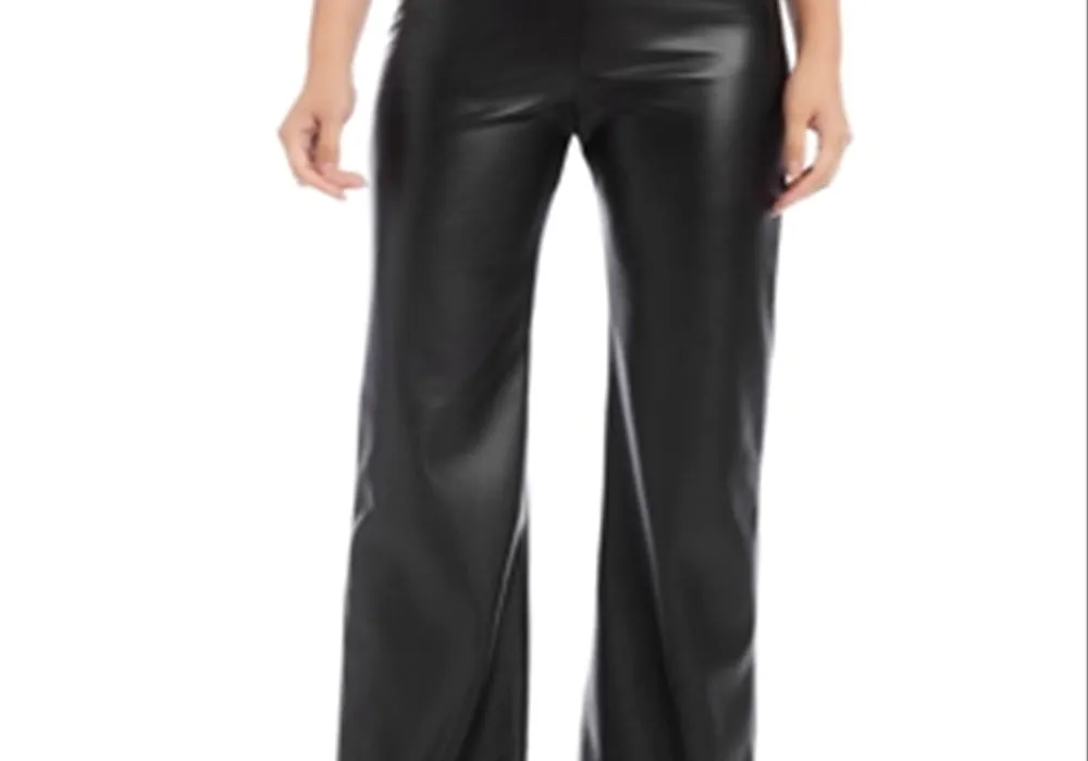Karen Kane Wide Leg Faux Leather Pants Black