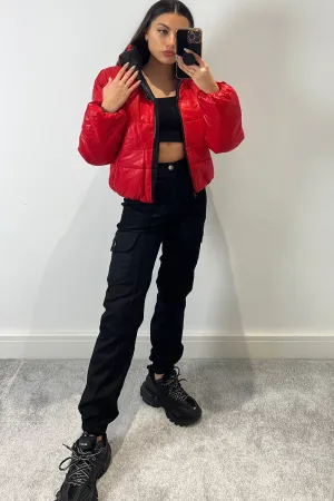Kimmie Red Padded Hooded Puffer Coat
