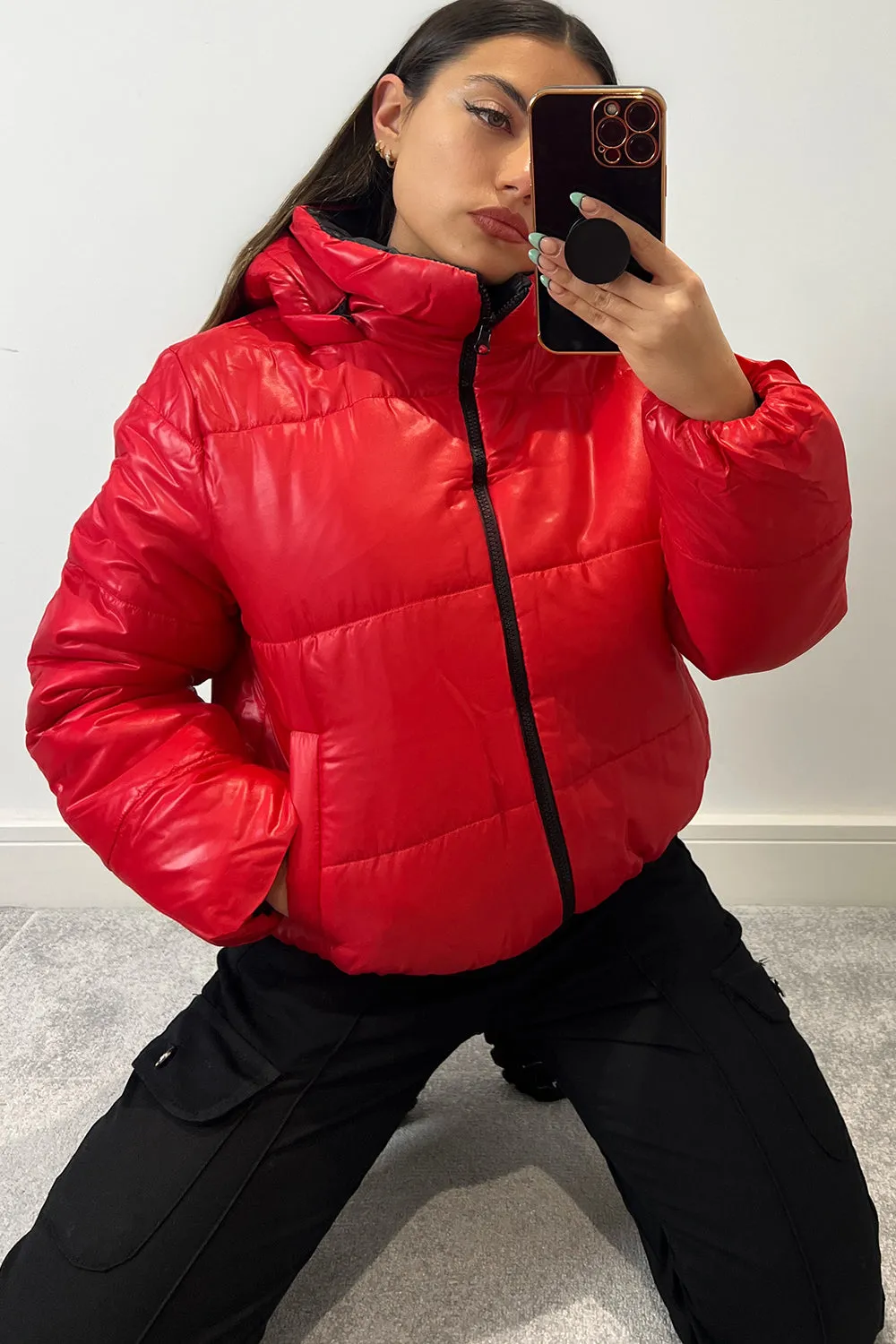 Kimmie Red Padded Hooded Puffer Coat