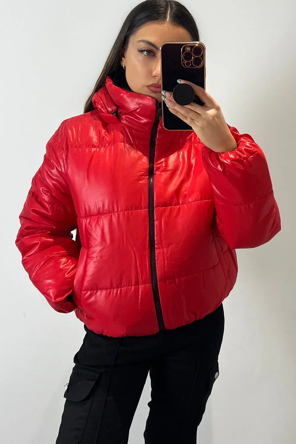 Kimmie Red Padded Hooded Puffer Coat
